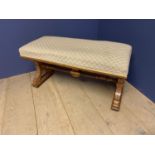 Good quality, classically painted satin walnut upholstered window seat, on counter sunk