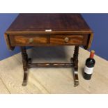 C19th mahogany and inlaid sofa table of small proportions (probably an