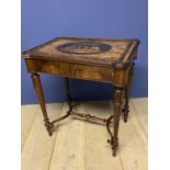 Mid 19th century Italian Olive wood lady's dressing table, lift up lid with marquetry inlaid