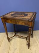 Mid 19th century Italian Olive wood lady's dressing table, lift up lid with marquetry inlaid