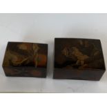 Two Chinese lacquered boxes and lids, the larger 13.5cmL (condition, general wear on both) (2)