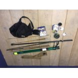 Allcocks 3 piece split cane trout fishing rod (9ft), Daiwa 13ft 6 carbon fibre 4 piece salmon rod,
