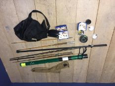 Allcocks 3 piece split cane trout fishing rod (9ft), Daiwa 13ft 6 carbon fibre 4 piece salmon rod,