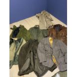 Qty of Gentleman's sporting clothes, including tweed jackets, outdoor coats, Green Schoffel/