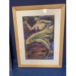 Contemporary pastel, abstract figure, titled and signed verso, Floating Dream , M H Graham 2005,
