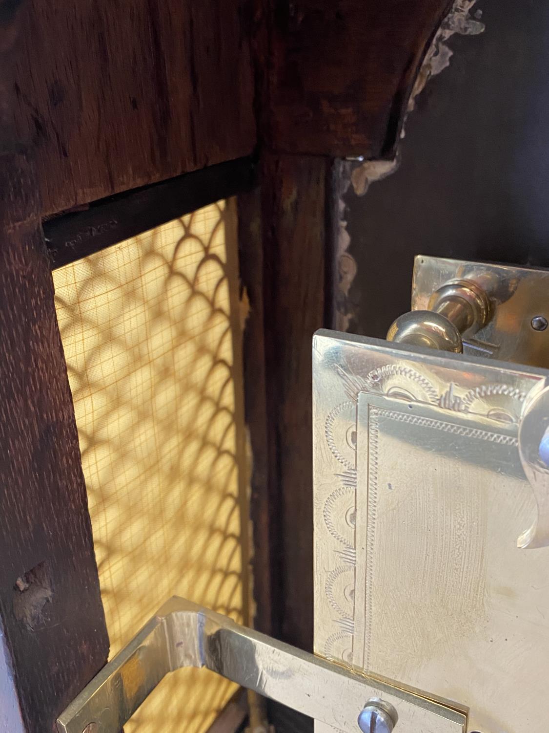 C18th Mahogany cased bracket clock, with brass top carrying handle, glazed back and front doors, and - Image 8 of 14