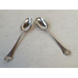 Pair hallmarked silver tablespoons 5.7ozt Sheffield 1914. Maker CB&S crest to handles, general wear