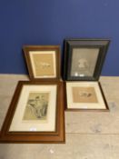 Four early C20th framed Cecil Aldin dog book plates