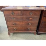 George III oak chest of 2 short and 3 long graduated drawers, 99cm L 89cmH (general wear, some