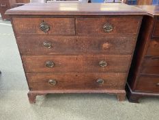 George III oak chest of 2 short and 3 long graduated drawers, 99cm L 89cmH (general wear, some