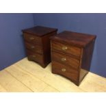 Pair of late C19th bedside chests of 3 drawers, each 60cm W x 76cmH(condition, general wear,