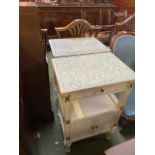 Pair of French style white painted bedside tables