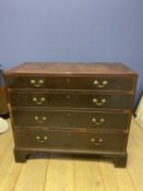 George lll mahogany caddy top chest of 4 graduated drawers supported by bracket feet