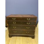 George lll mahogany caddy top chest of 4 graduated drawers supported by bracket feet