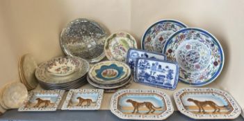 Qty of decorative china and pottery, including Coalport exotic bird plate etc (condition some wear -