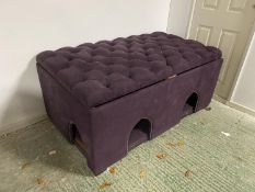 A bespoke made, luxurious large TOY BOX/ dog bed/play pen. Upholstered in purple velvet style