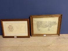 2 framed and glazed pictures of cattle