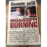 An unframed film poster for 1988 crime film Mississippi, burning, with Gene Hackman and William