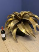 A Contemporary large table lamp figured as a gold coloured brass Aloe Vera, on a square black