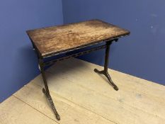 Light occasional table, with trestle style legs and worn top