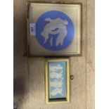 Two framed Wedgwood plaques depicting classical figural portraits, different sizes