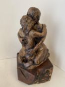 Rustic heavy study of an embracing couple 35 cm H