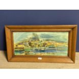 Painting of 1 ships of the north African coast, label and signed verso, J S C Gauche, 24.5 x 55cm