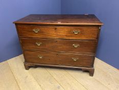 C19th mahogany chest of 3 long drawers 116 cm L x 87cmH (condition, some bits of beading missing