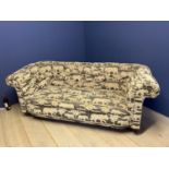 Victorian traditional button backed Chesterfield, in Safari pattern upholstery, 200cmL (upholstery