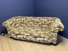 Victorian traditional button backed Chesterfield, in Safari pattern upholstery, 200cmL (upholstery