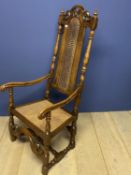 C18th Walnut high back arm chair with bergère seat & back CONDITION; frame slightly marked