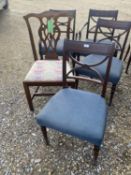 4 Regency mahogany dining chairs 2 +2 carvers (one arm missing and all in need of restoration) and a