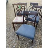 4 Regency mahogany dining chairs 2 +2 carvers (one arm missing and all in need of restoration) and a