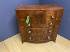 Late Regency bow front mahogany chest of 4 long graduated drawers, 97cmL x 98cm H(condition