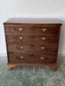 George III and later mahogany chest of 4 graduated drawers, with brass drop handles (condition,