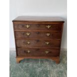 George III and later mahogany chest of 4 graduated drawers, with brass drop handles (condition,