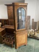 Small modern mahogany chest of 2 short and 3 graduated drawers 63L and a half glazed corner