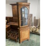 Small modern mahogany chest of 2 short and 3 graduated drawers 63L and a half glazed corner