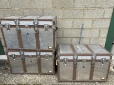 3 Modern "Kowa Industry" travelling cases and qty of other old trunks Condition: general wear