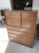 Modern chest of 3 short drawers and a concealed cabinet of 3 over 3 long drawers 97 cm L x 122 H