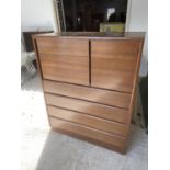 Modern chest of 3 short drawers and a concealed cabinet of 3 over 3 long drawers 97 cm L x 122 H