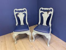 Pair contemporary Queen Anne Style side chairs with drop, (ex-display from de Gournay showrooms)