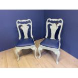 Pair contemporary Queen Anne Style side chairs with drop, (ex-display from de Gournay showrooms)