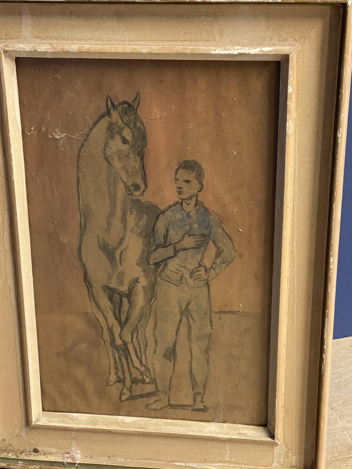 After Picasso, colour print, label Verso, "Jeune homme et Cheval", framed and glazed, and a modern - Image 4 of 13