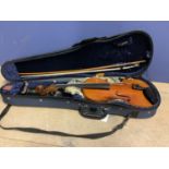 J Thibouville Lamy Violin in blue case - good quality French violin from around 1900, with nickel