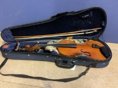 J Thibouville Lamy Violin in blue case - good quality French violin from around 1900, with nickel