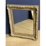 Rectangular wall mirror, set within a gilt wood style distressed painted frame, 66 x 56cm