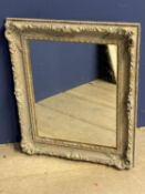 Rectangular wall mirror, set within a gilt wood style distressed painted frame, 66 x 56cm