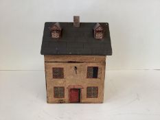 Caddy in the form of a house with hinged roof lid 21 cm H