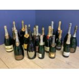 Large quantity of empty display Champagne bottles etc